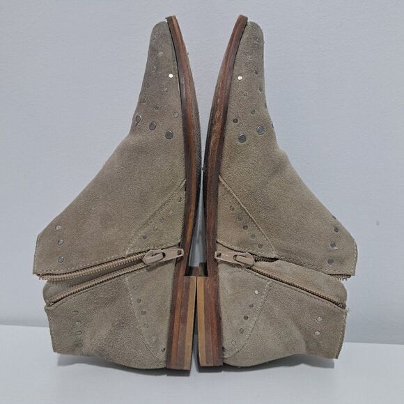 Free People Aquarian Studded Leather Distressing Suede Ankle Boots Taupe Size 6 - Picture 15 of 17